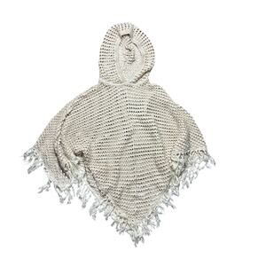 Crotchet boho hooded cape fringe poncho